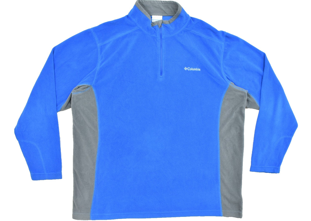 Columbia Men's XXL Blue Gray 1/4 Zip Fleece Pullover Sweater Mock Neck Sportswea